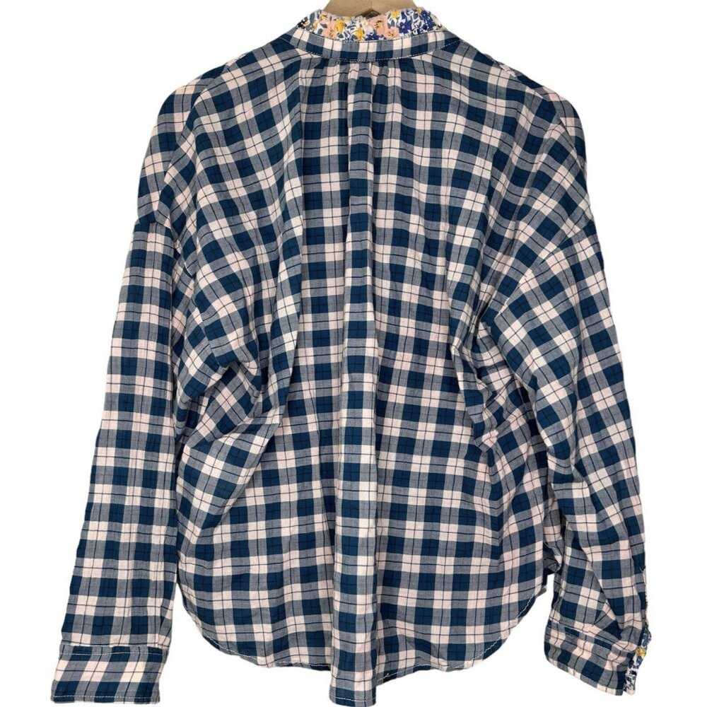Pilcro Anthropologie Plaid Buttondown Shirt (Size M) Tavi Floral Ruffle Collar - Picture 7 of 13